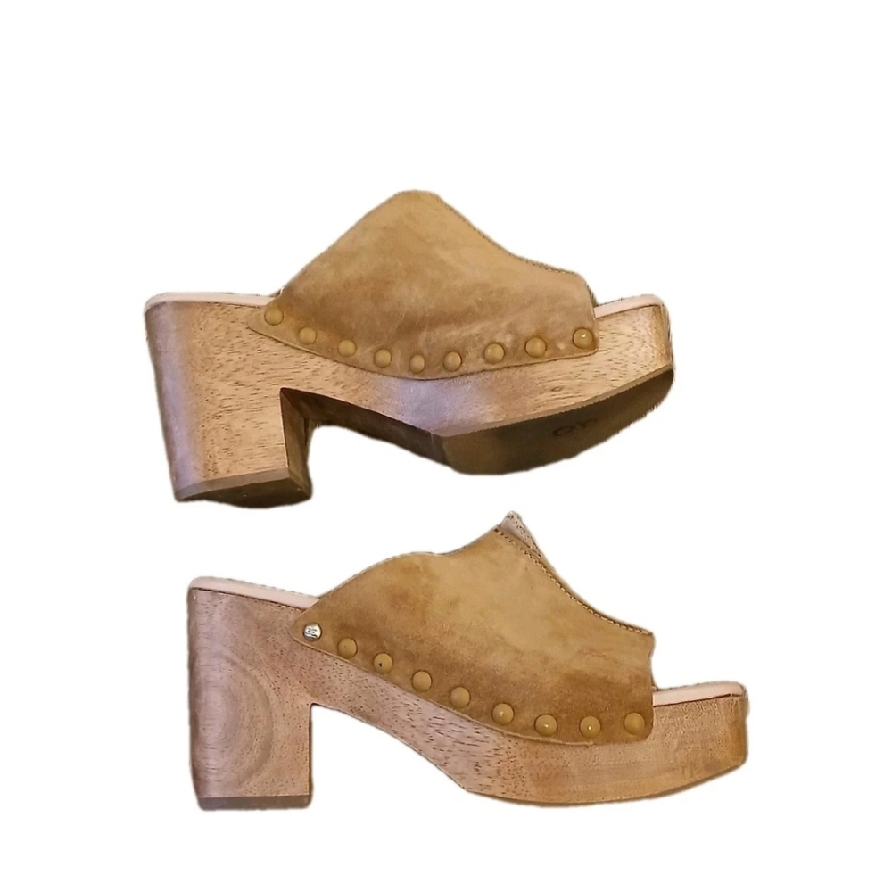 San Edelman Sandals Platform Sz 7.5M Brown High Heels